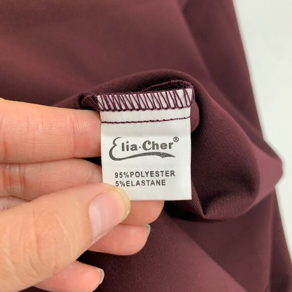 Eliacher Pleated Summer Party Dress Womens 4/6 Maroon V Neck Backless Pockets - Picture 11 of 16